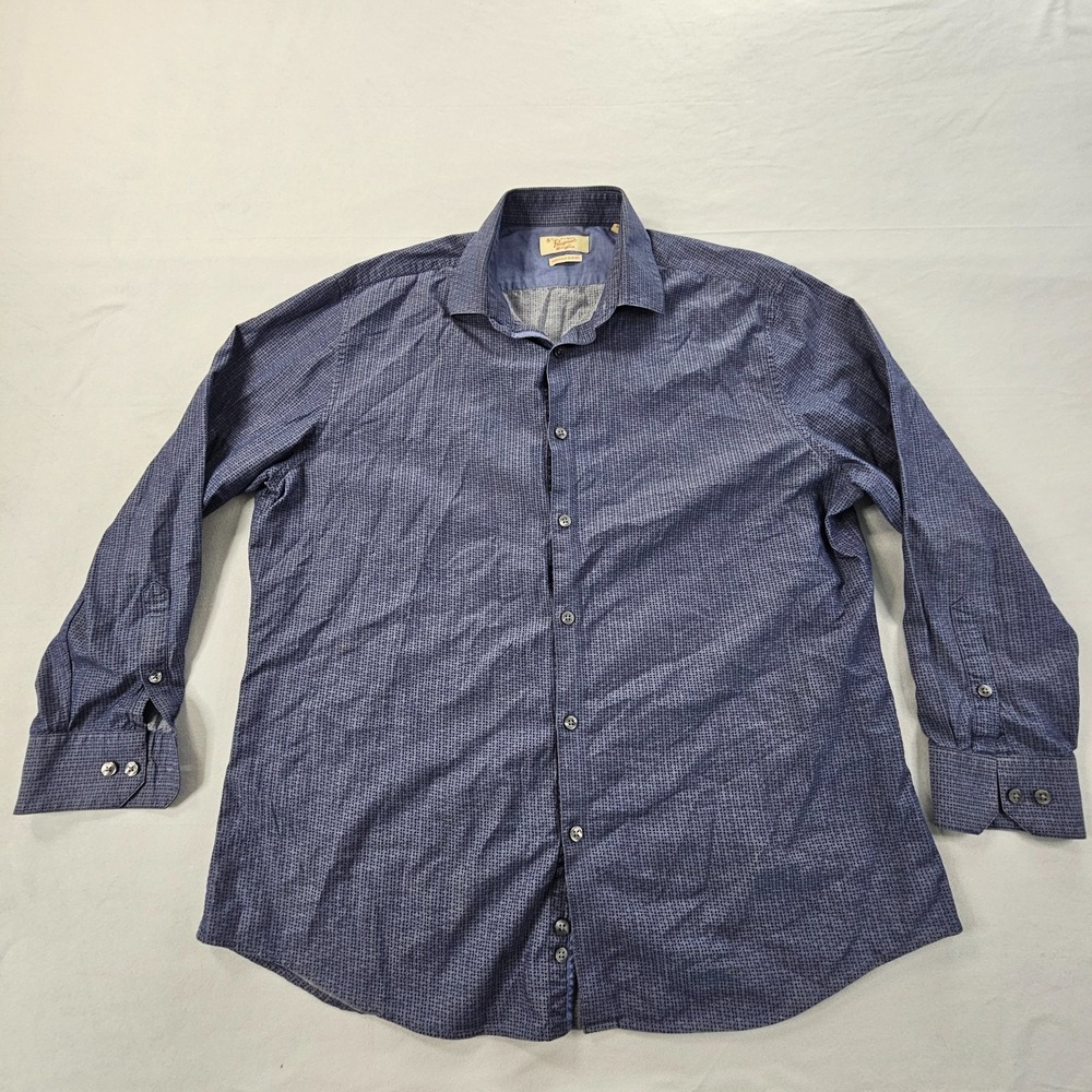 Penguin Munsingwear Blue Long Sleeve Slim Fit Dress Shirt Men's 16.5 32/33